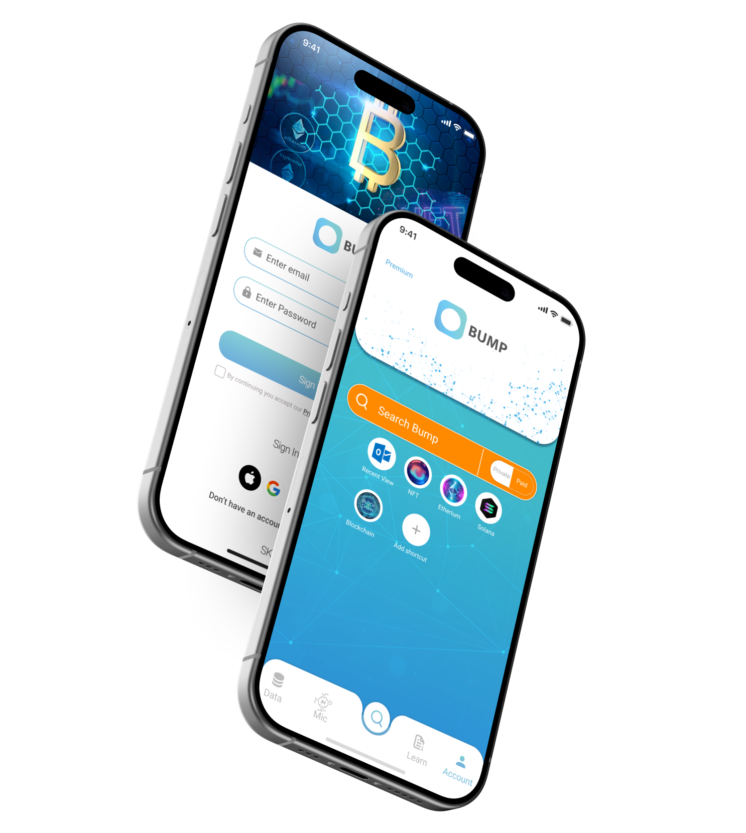 Bump Social app product screens